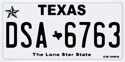 TX license plate DSA6763