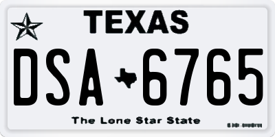 TX license plate DSA6765