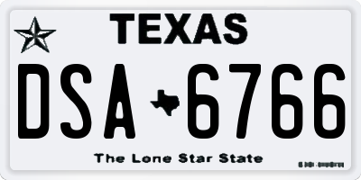 TX license plate DSA6766