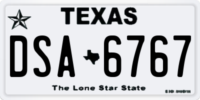 TX license plate DSA6767