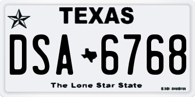 TX license plate DSA6768