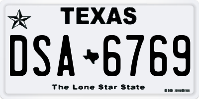 TX license plate DSA6769