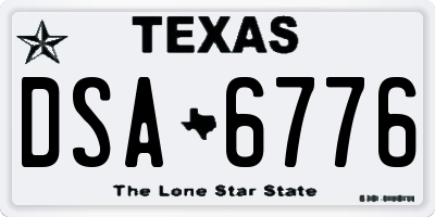 TX license plate DSA6776