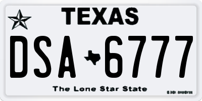 TX license plate DSA6777