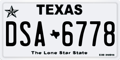 TX license plate DSA6778