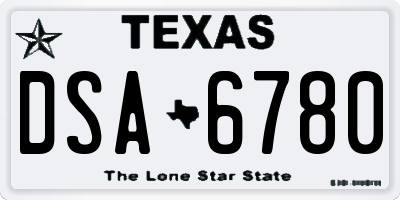TX license plate DSA6780