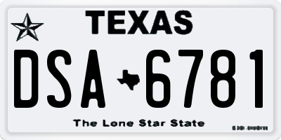TX license plate DSA6781