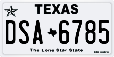TX license plate DSA6785