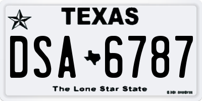 TX license plate DSA6787