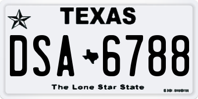 TX license plate DSA6788