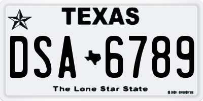 TX license plate DSA6789