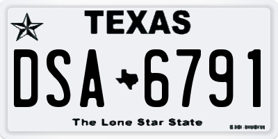 TX license plate DSA6791