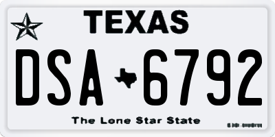 TX license plate DSA6792