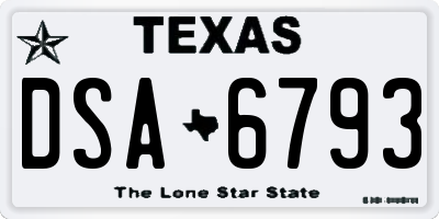 TX license plate DSA6793