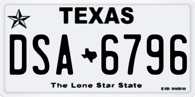 TX license plate DSA6796