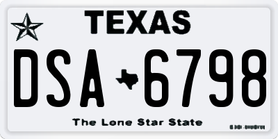 TX license plate DSA6798