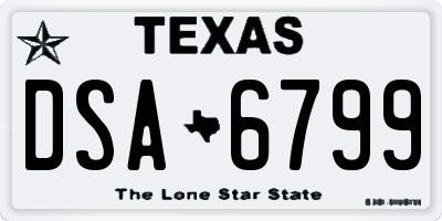 TX license plate DSA6799