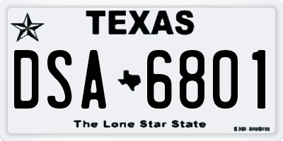 TX license plate DSA6801