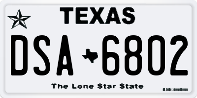 TX license plate DSA6802