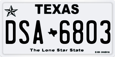 TX license plate DSA6803
