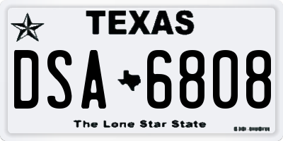 TX license plate DSA6808