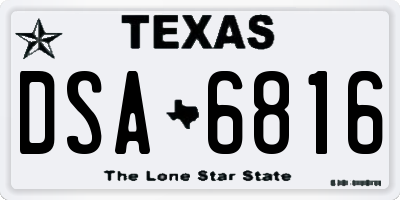 TX license plate DSA6816