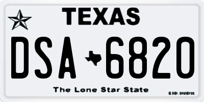 TX license plate DSA6820