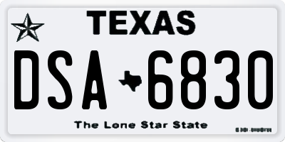 TX license plate DSA6830