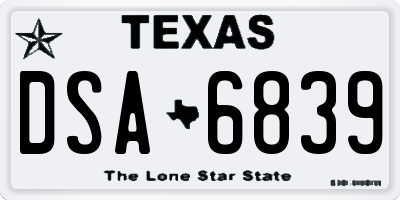 TX license plate DSA6839