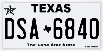 TX license plate DSA6840