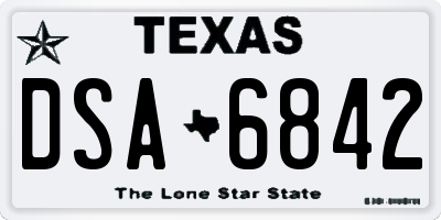 TX license plate DSA6842