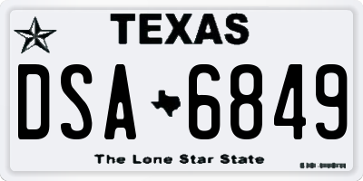 TX license plate DSA6849