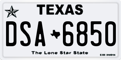 TX license plate DSA6850