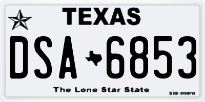 TX license plate DSA6853