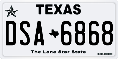 TX license plate DSA6868