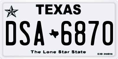 TX license plate DSA6870