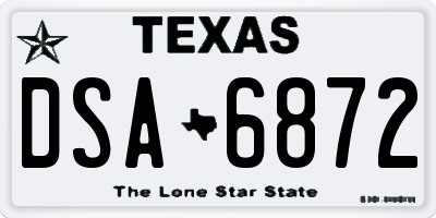 TX license plate DSA6872