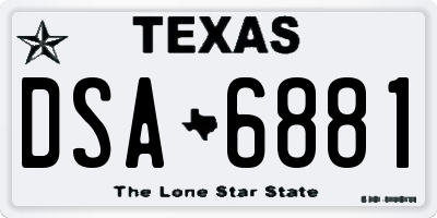 TX license plate DSA6881