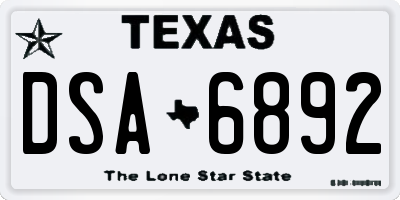 TX license plate DSA6892