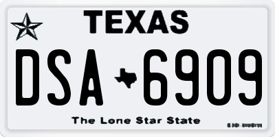 TX license plate DSA6909