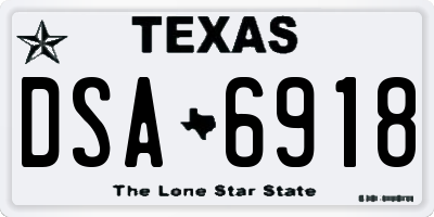TX license plate DSA6918