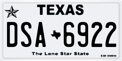 TX license plate DSA6922