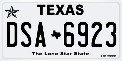TX license plate DSA6923