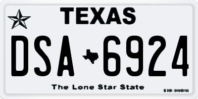 TX license plate DSA6924