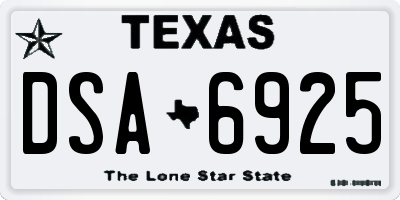 TX license plate DSA6925