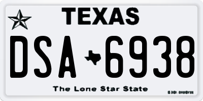 TX license plate DSA6938