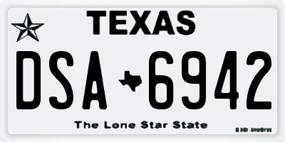 TX license plate DSA6942