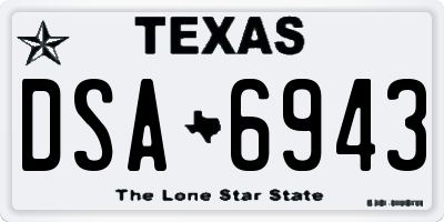 TX license plate DSA6943