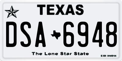 TX license plate DSA6948