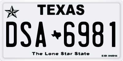 TX license plate DSA6981